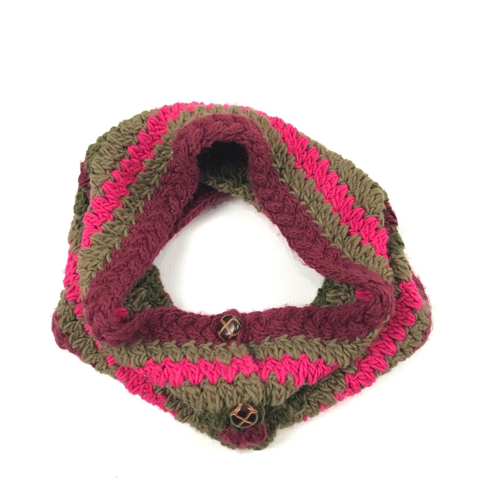 Athleta Granny Knit Neck Muffler Warmer Buttons